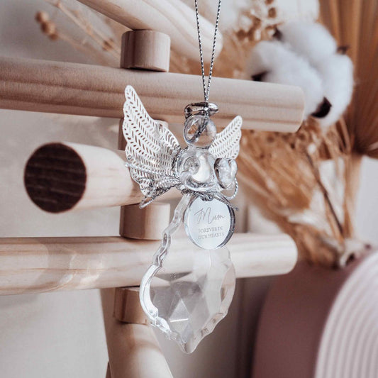 Angel With Wings Glass Christmas Ornament