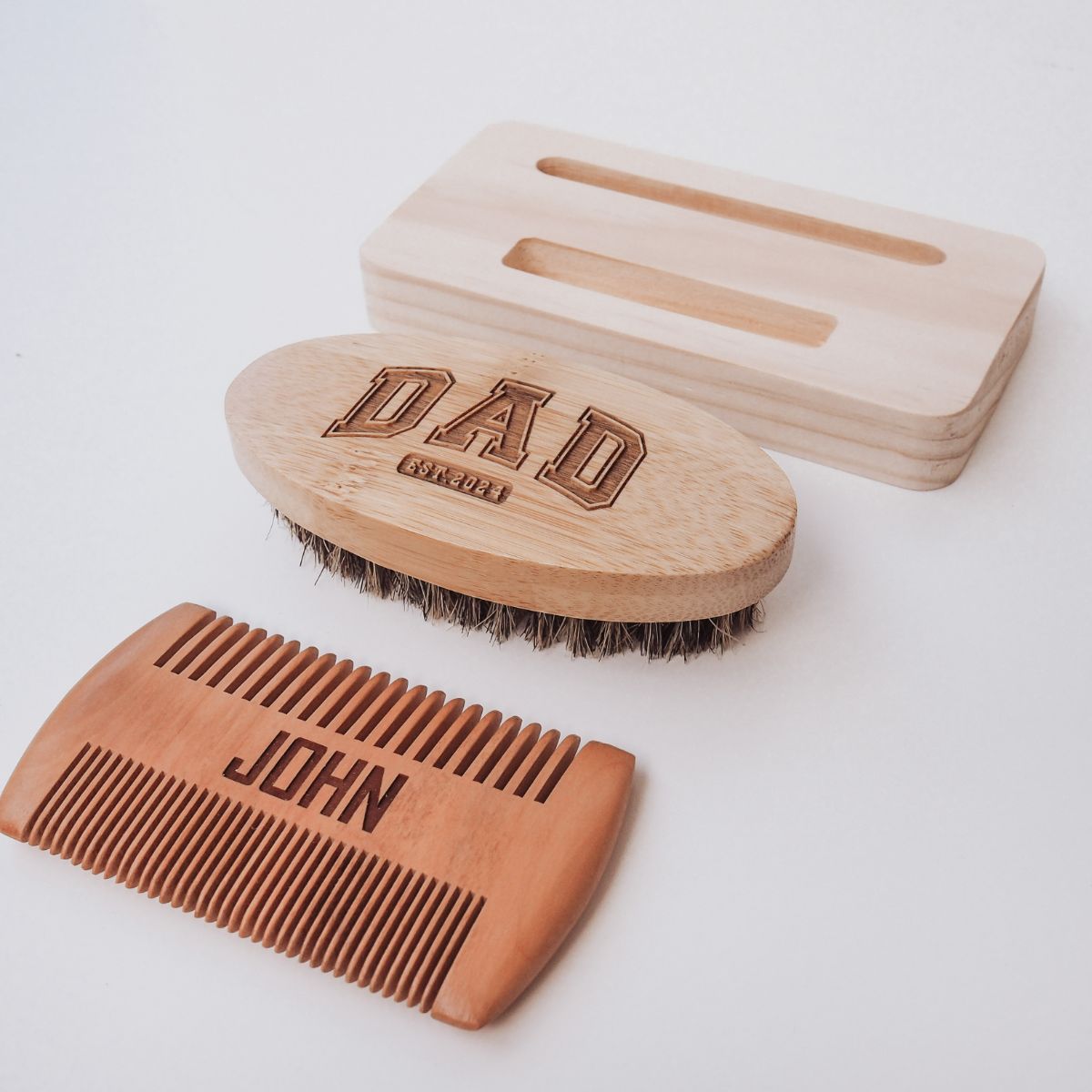 Beard Brush & Comb Kit With Stand