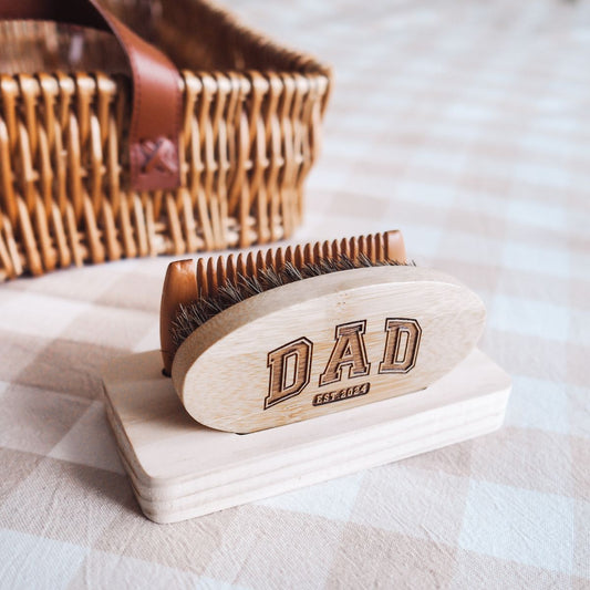 Beard Brush & Comb Kit With Stand