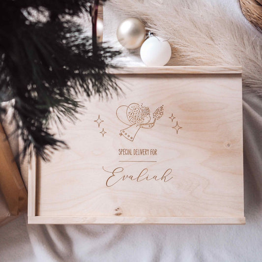 Personalised Wooden Christmas Keepsake Box - Angel Fairy