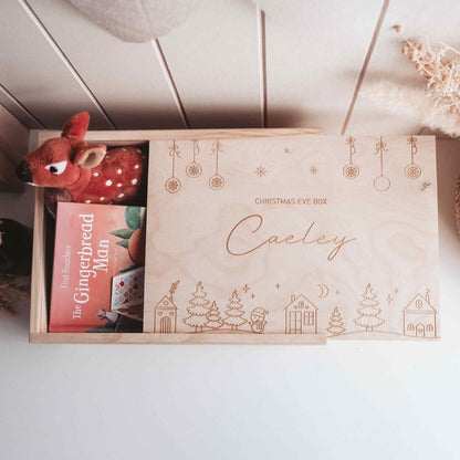 Personalised Wooden Christmas Keepsake Box - Christmas Village