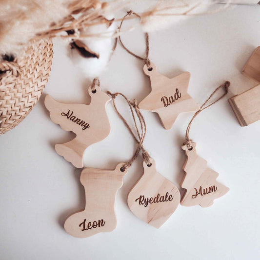 Rustic Christmas Ornaments - Solid Wood