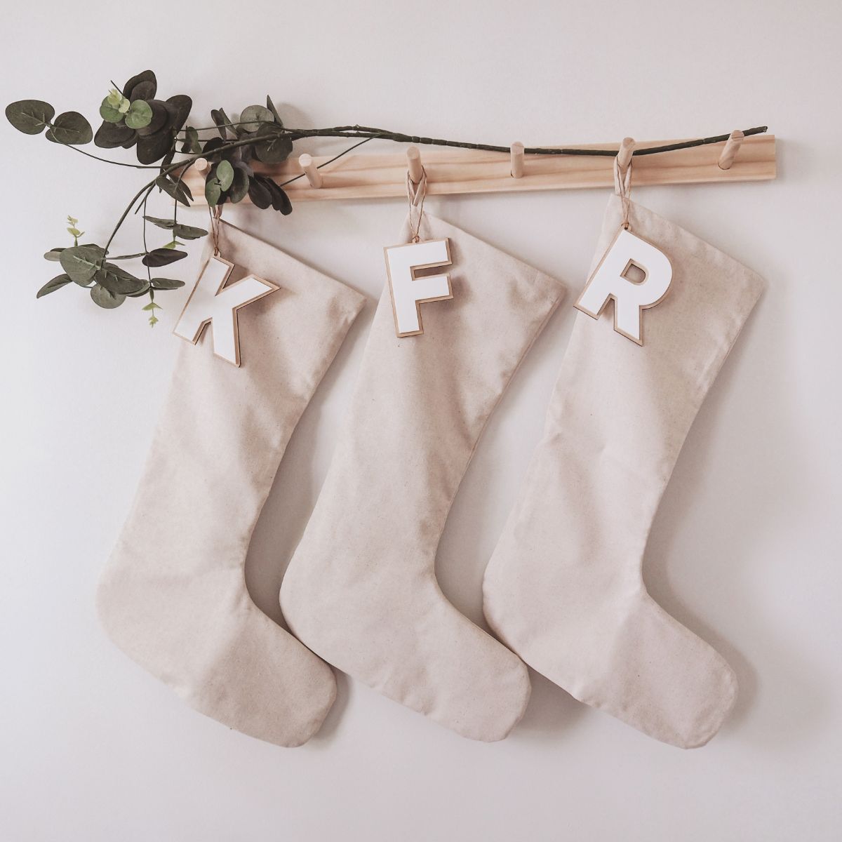 Personalised Christmas Stockings - Neutral Linen Colours