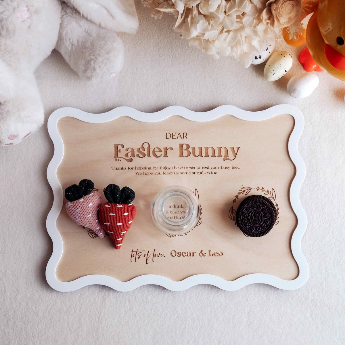 Easter Bunny Treat Board Tray - Wavy Design