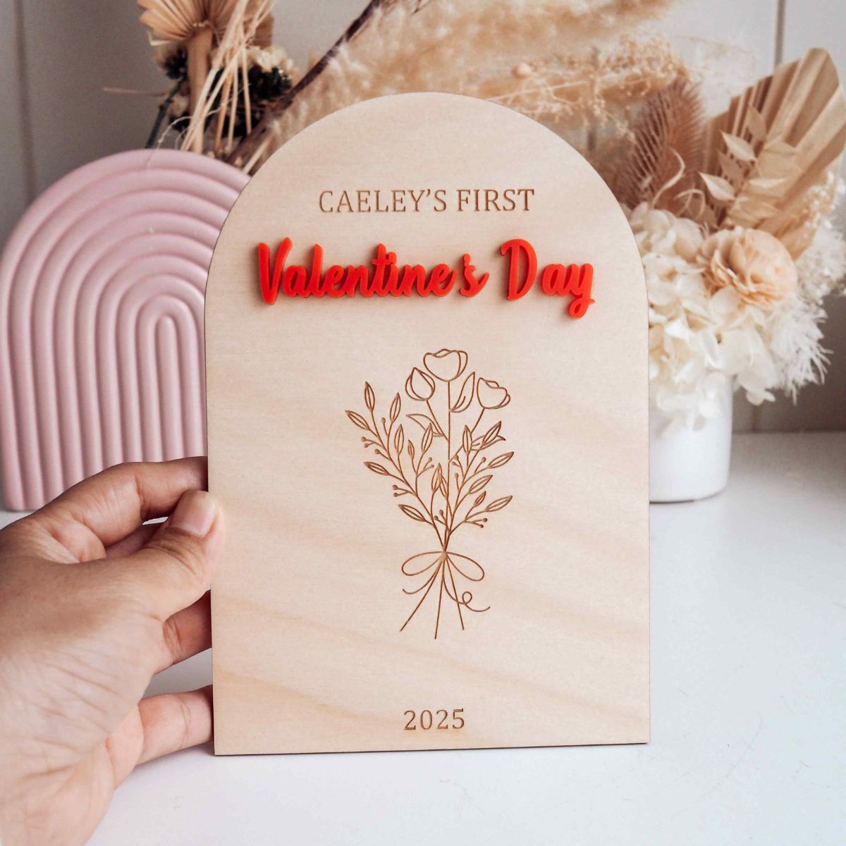 First Valentine's Day Arch Wooden Plaque