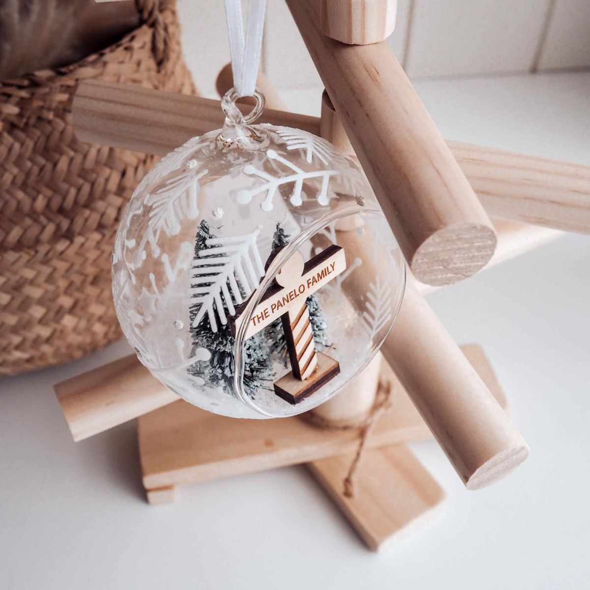 Glass Baubles With Family Sign