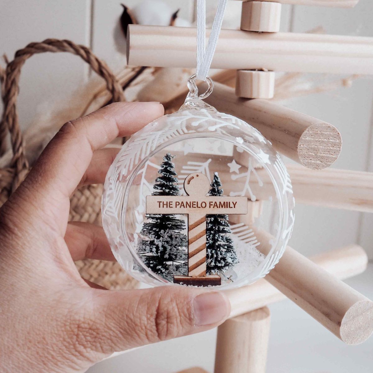 Glass Baubles With Family Sign