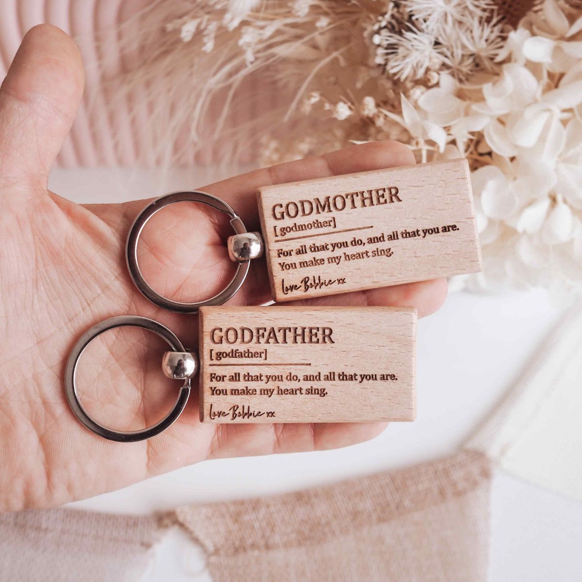 Personalised Godmother & Godfather Keychains