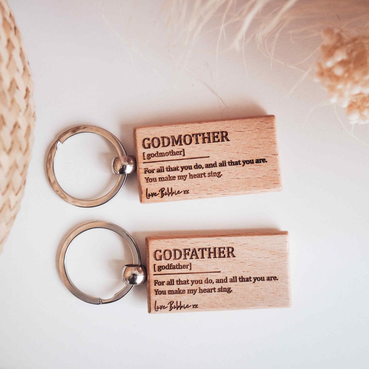 Personalised Godmother & Godfather Keychains