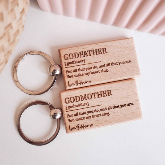 Personalised Godmother & Godfather Keychains