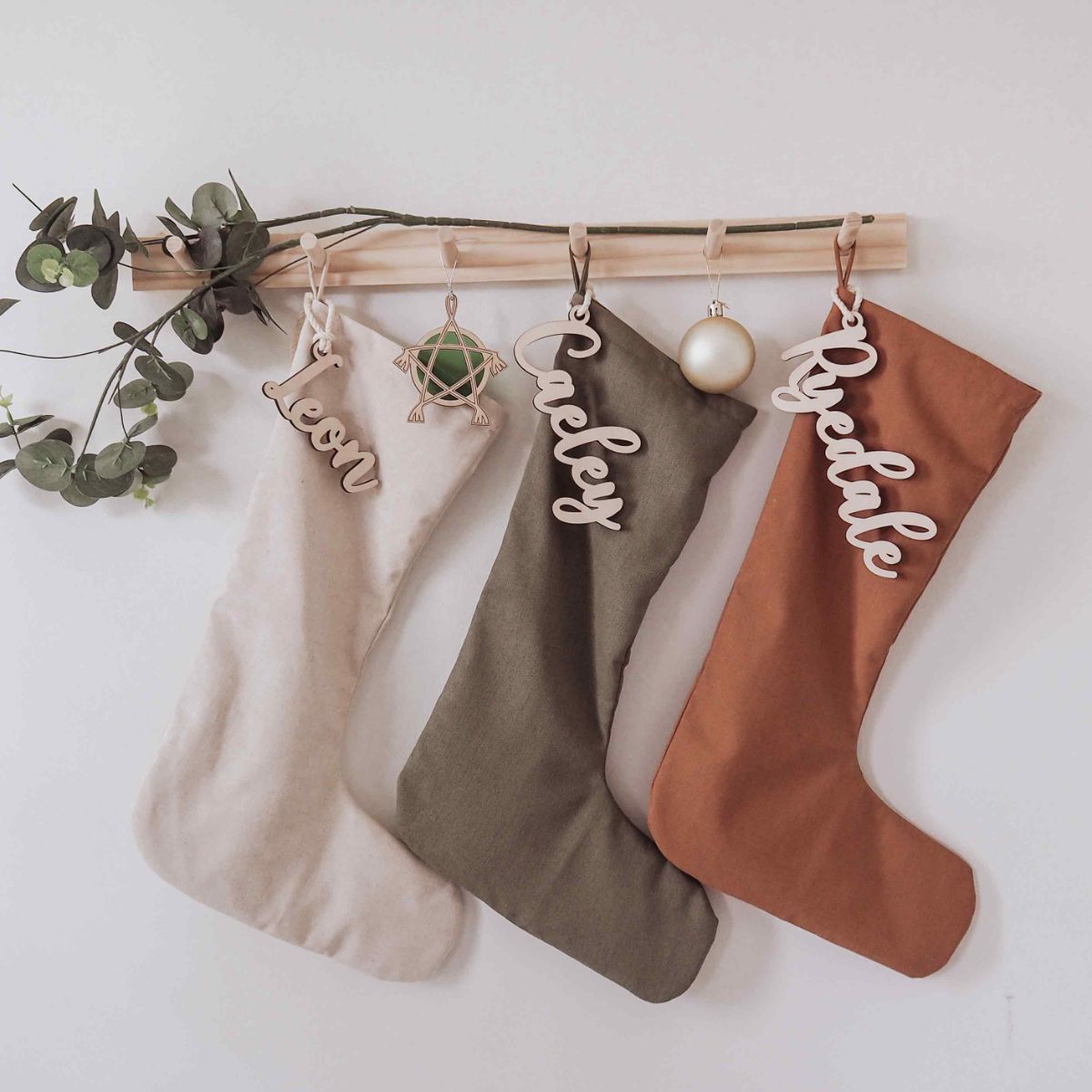 Personalised Christmas Stockings - Neutral Linen Colours