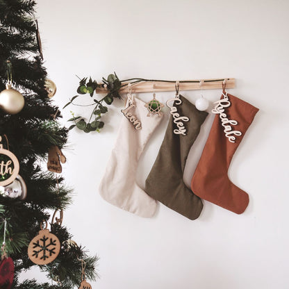 Personalised Christmas Stockings - Neutral Linen Colours