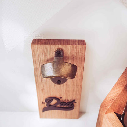 Premium Oak Beer Bottle Opener - Wall Mount