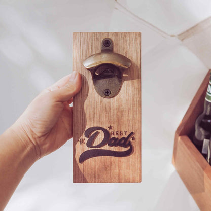 Premium Oak Beer Bottle Opener - Wall Mount