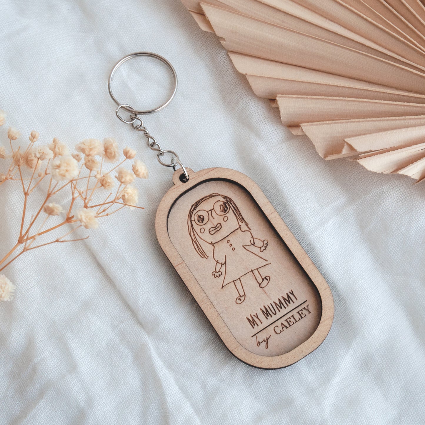 Keyring With Child's Drawing For Mother's Day