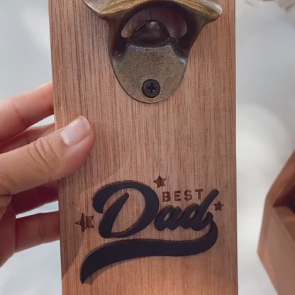 Premium Oak Beer Bottle Opener - Wall Mount