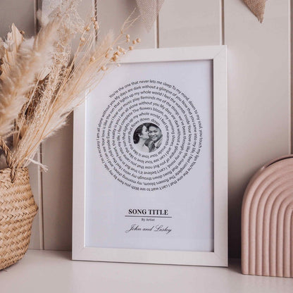 Personalised Vinyl Song Lyrics Print With Photo