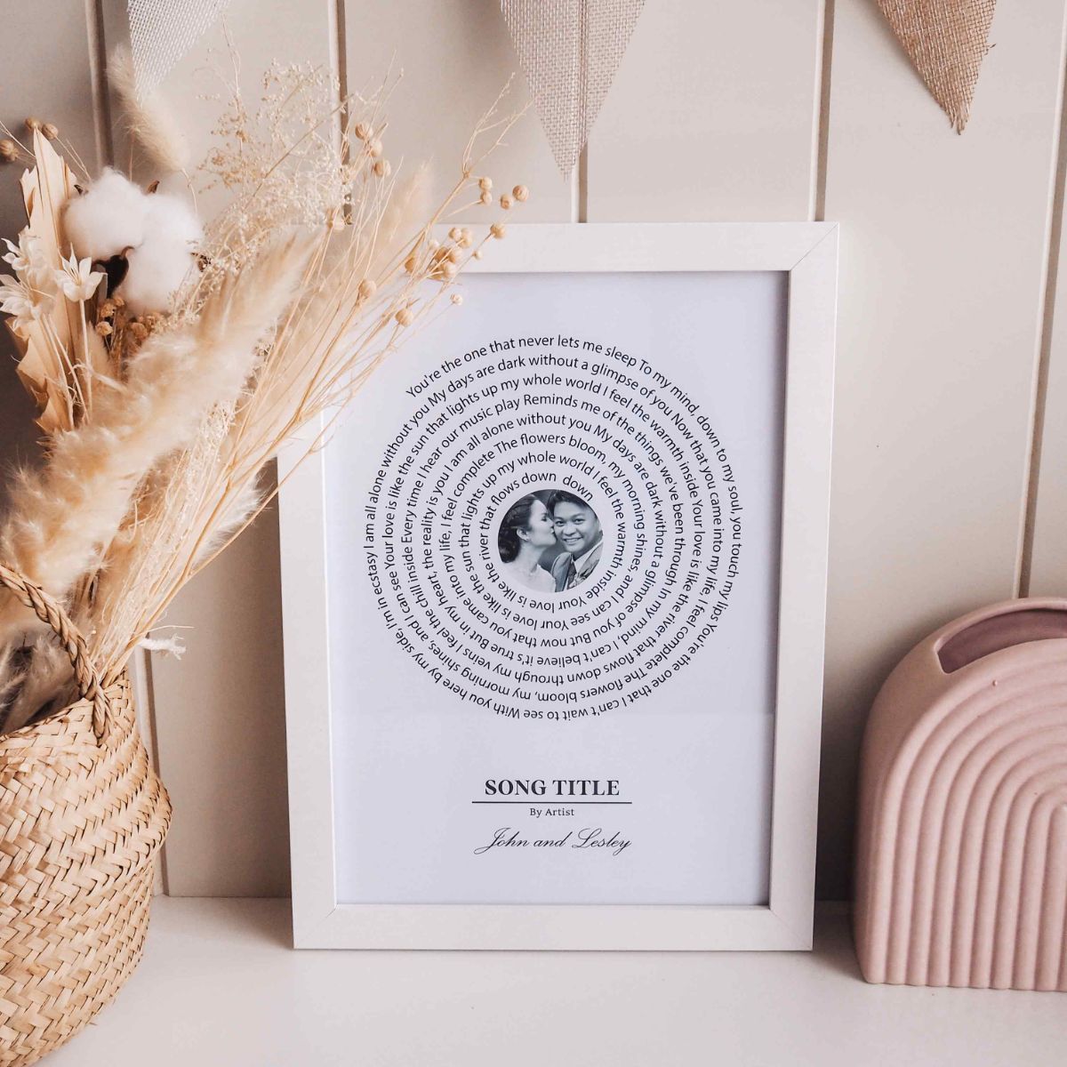 Personalised Vinyl Song Lyrics Print With Photo